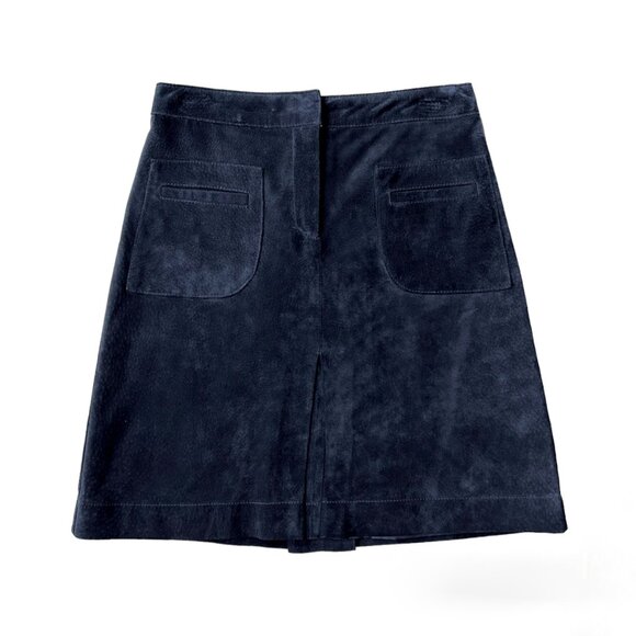 Vintage 90s Lilly Pulitzer 100% Suede Black A-Line Mini Skirt 2 | Luxe Essential - Picture 1 of 11